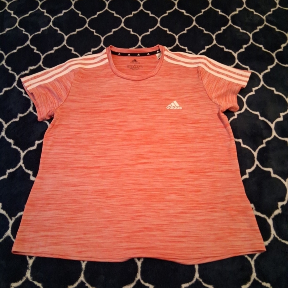 Adidas Women's Pink Tee with White Stripes